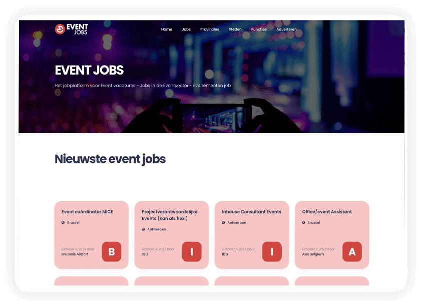 EVENT JOBS | Het jobplatform voor de eventsector - evenementen vacatures | Eventmanager | Eventcoördinator | Techniek | Catering | Planner | Belgium